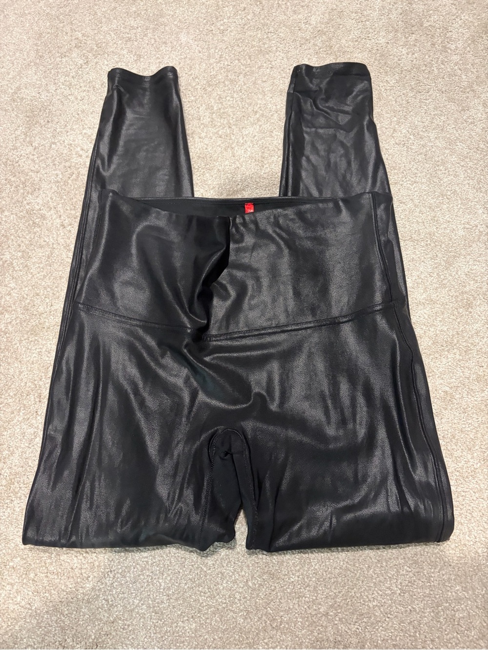 SPANX Black Faux Leather-Look Leggings